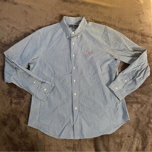 NEW Ralph Lauren Mens Size XL Slim Fit green & White Gingham Plaid Shirt